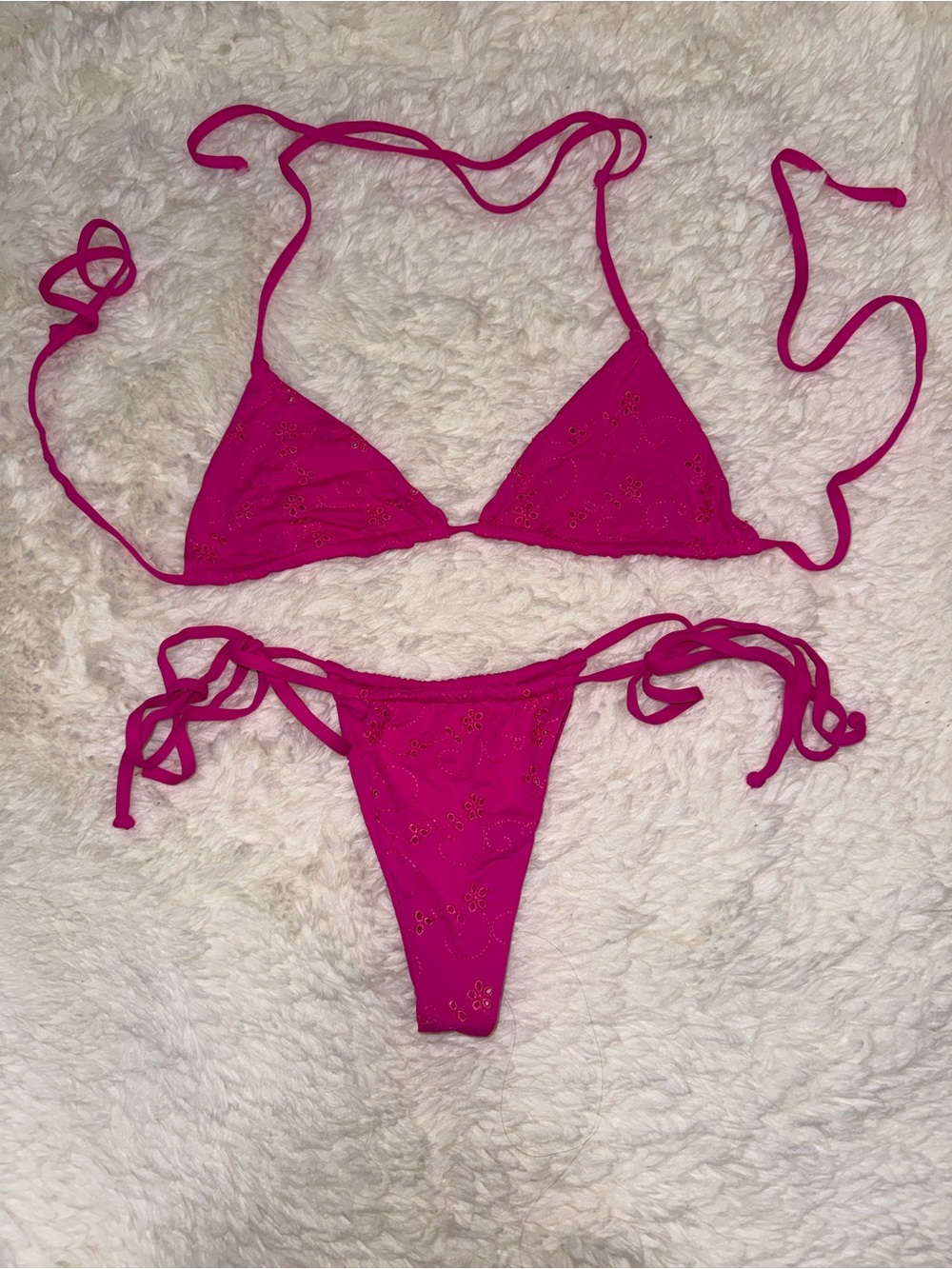 SET! Frankie's Bikinis Hot Pink Triangle Top And Bottoms Size M